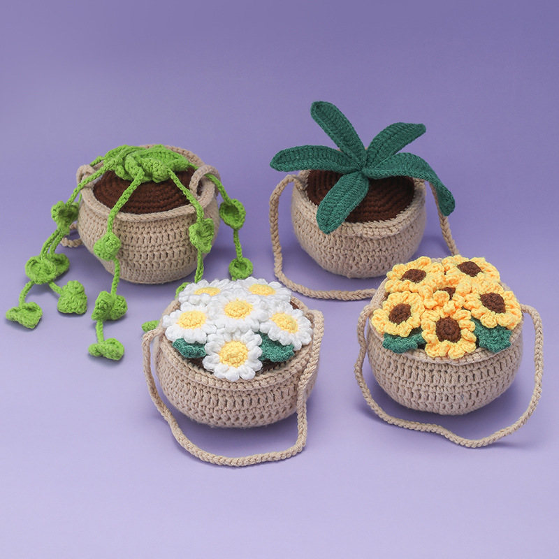 Hanging Potted Plants 4Pcs Crochet Kit